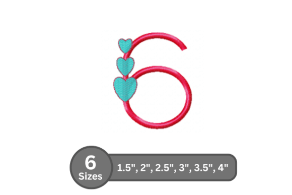 Candy Heart Number -6: A Bold Embroidery Font for Creative Projects