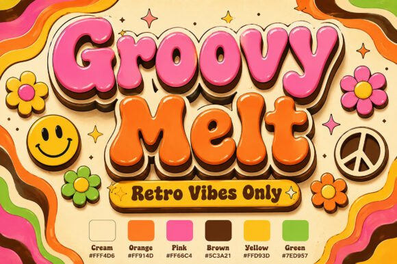 Groovy Melt: Integrating Volumetric 1970s Typography into Modern Visual Identity